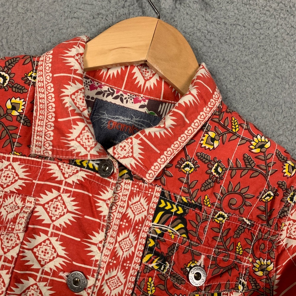 Gramicci Jaime Arizona Jacket Women's Small Orange Aztec Print Button Up Cropped